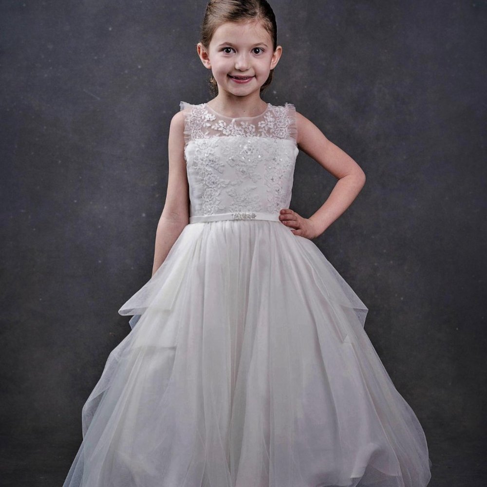 NWT Ivory Tulle Belted Dress